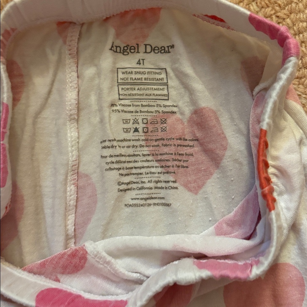 Angel Dear Red and Pink Heart Pajama Set. Valentines Day. - Picture 3 of 5